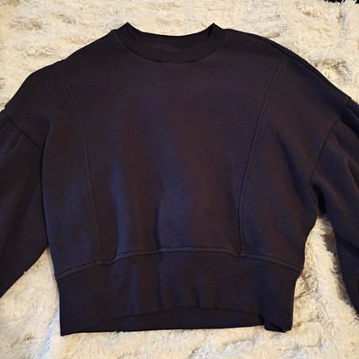 H&M Divided Women's Dark Grey Fleece Crewneck Cropped Sweatshirt Long Sleeve XS