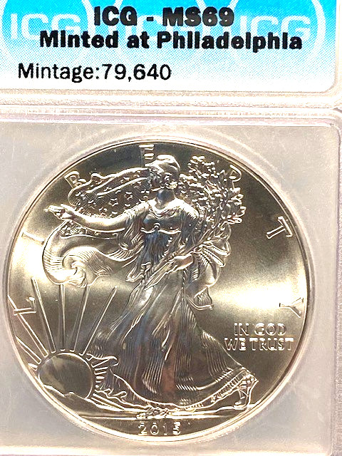 2015 (P) American Silver Eagle Philadelphia Minted MS69 ICG only 79,640 minted