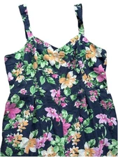 Old Navy Women’s Linen Blend Blue Floral Tank Jumpsuit sz XL  Romper Jumper