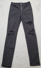 American Eagle Outfitters Jeans Womens 0 Black Denim Level Stretch Button Fly