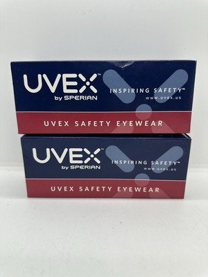 Lot of 2 Uvex Genesis S3260 Safety Glasses Patriot RWB Frame Clear Anti-Fog Lens