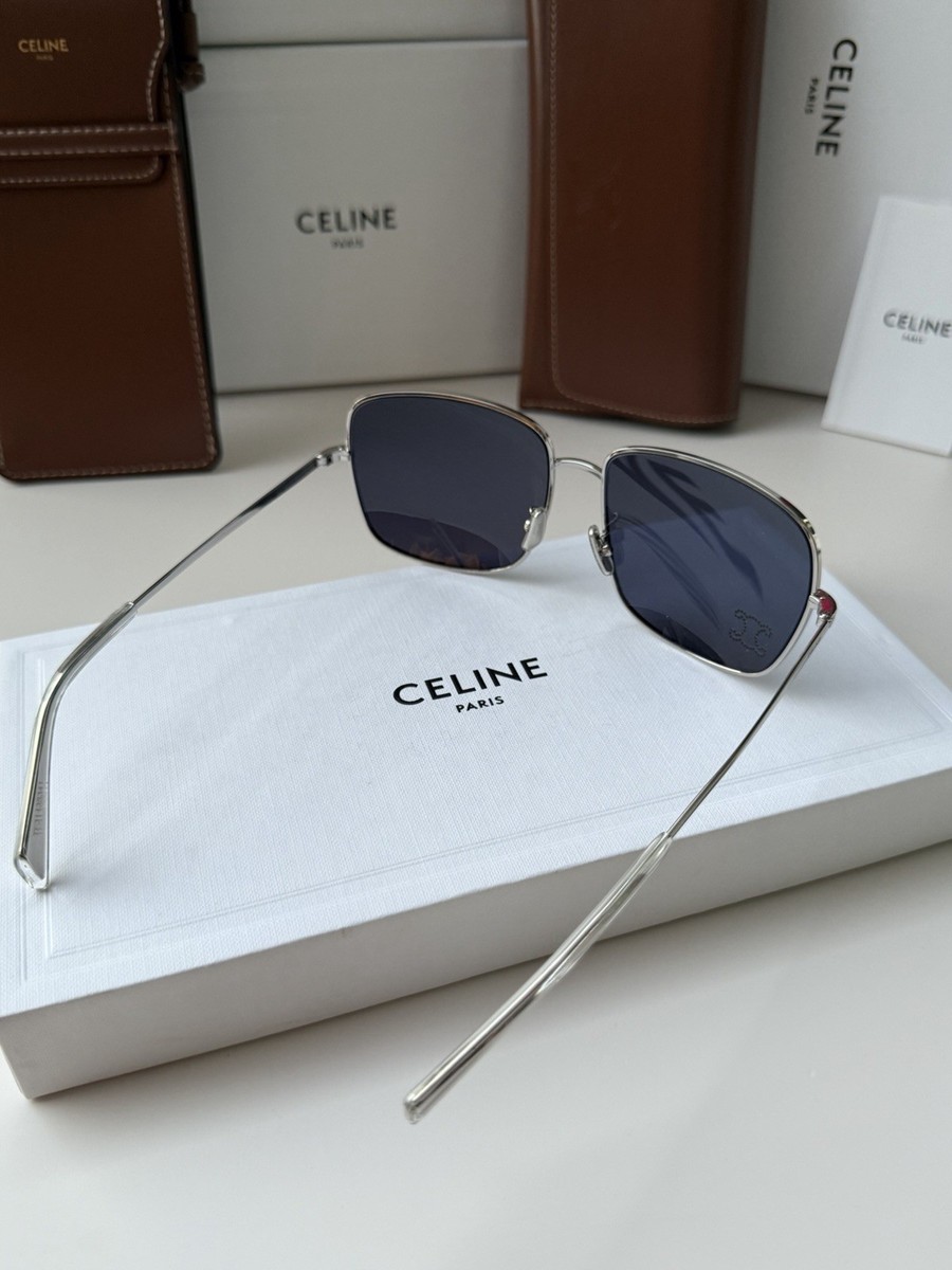 Celine CL40284U 16V Triomphe Metal Sunglasses Silver Frame  display picture 1