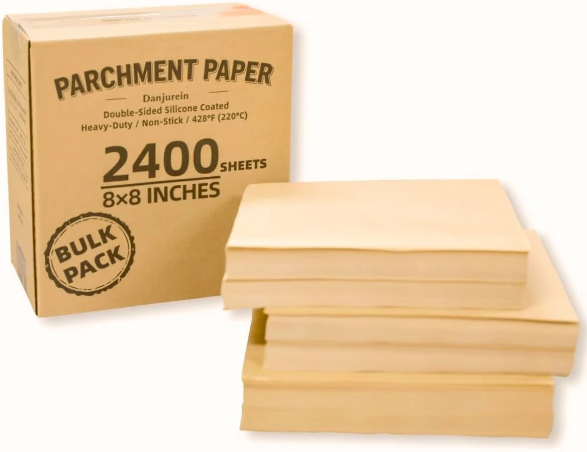 2400 Non-Stick 8x8 Unbleached Parchment Paper Squares - Heat Resistant