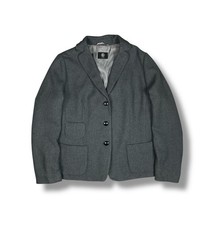 Bogner Womens Wool Blazer Jacket Gray Button Tailored EU44 US14 Luxury