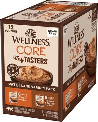 Wellness CORE Tiny Tasters Pate Adult Wet Cat Food, Natural, Protein-Rich, Grain