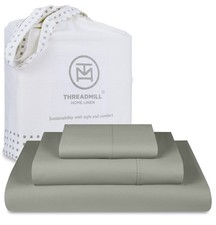 Threadmill Luxury 800 Thread Count Twin 100 Cotton Sheets - Moonrock Grey Sa...