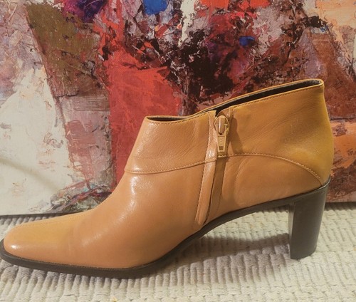 Etienne Aigner Damen Größe 9,5 Stiefeletten Leder seitlicher Reißverschluss DONNIE Camel - Bild 5 von 6