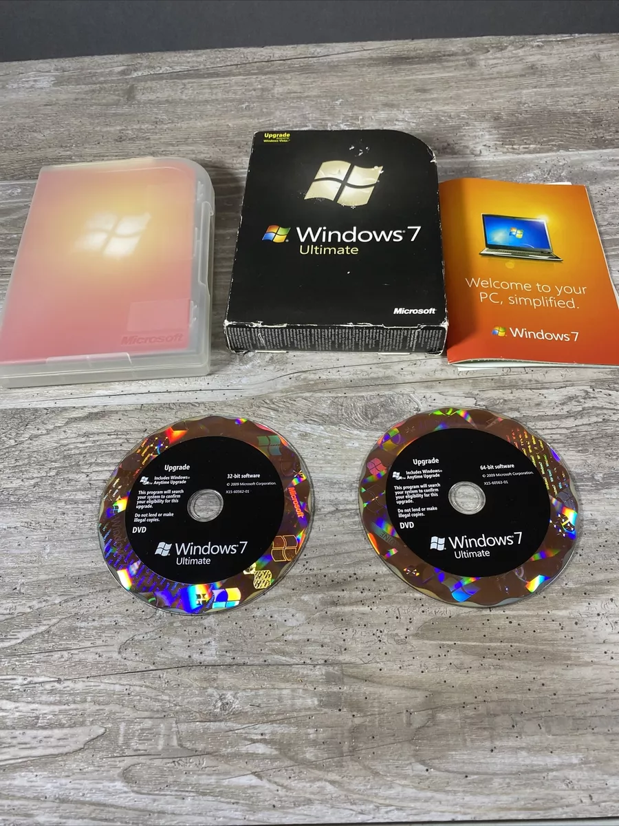 Microsoft Windows 7 Ultimate Upgrade Version 32/64 Bit Dvds W/Product Key |  Ebay