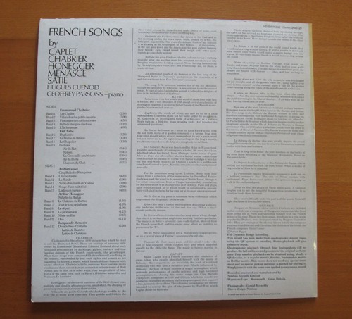 Nimbus 2112 French Songs Hugues Cuenod Geoffrey Parsons EXCELLENT Quad Nimbus LP - Picture 5 of 5