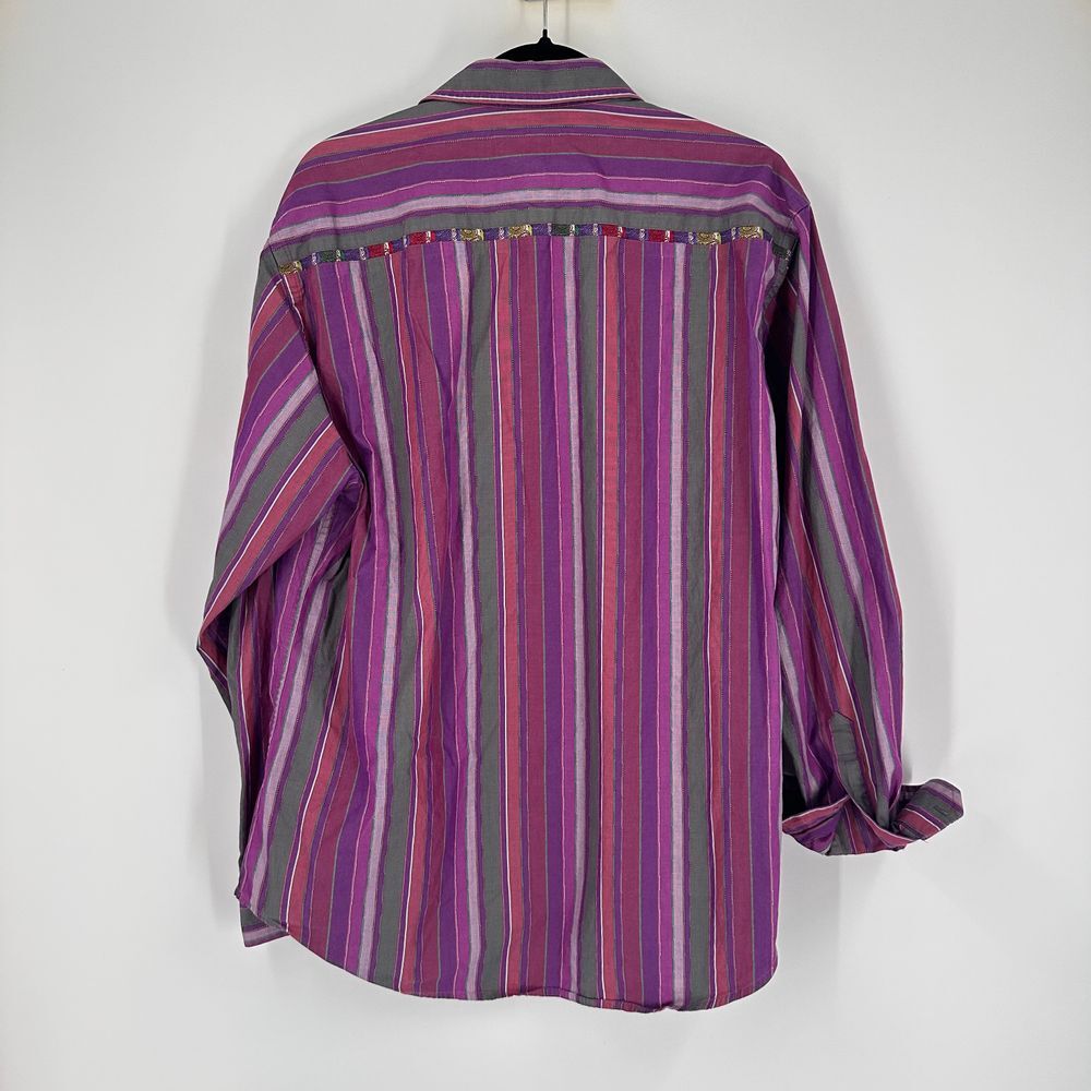 Robert Graham Button Down Shirt Medium Cotton Pur… - image 6