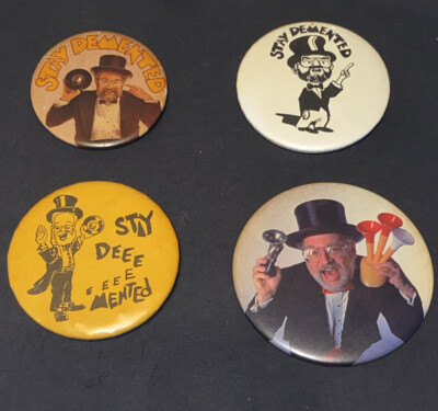 DR DEMENTO PIN BUTTON LOT X4 RADIO DISC JOCKEY DJ STAY DEMENTED HOWARD STERN