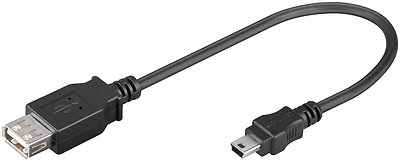 USB Adapter USB Buchse A auf USB Mini-B 5-Pin 5polig MINI-USB 2.0 trapez 0,2 m