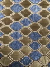 BLUE DARK GOLD DIAMOND CHENILLE UPHOLSTERY BROCADE FABRIC 54 in. Sold BTY