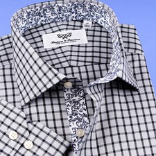 Mens Black Grey Professional Formal Business Shirts With Elegant Floral