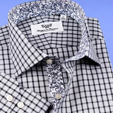 Mens Black & Grey Professional Formal Business Shirts With Elegant Floral