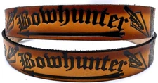BOW HUNTER DEER ARCHERY SPORTSMAN ARROW EMBOSSED COWHIDE LEATHER BELT USA MADE