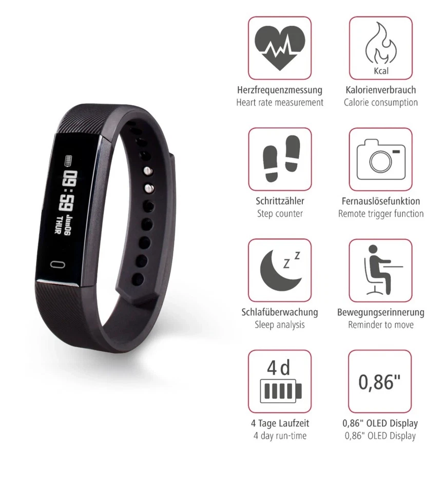Hama Fit Track 1900 Fitness-Tracker - Schwarz - Bild 4 von 4