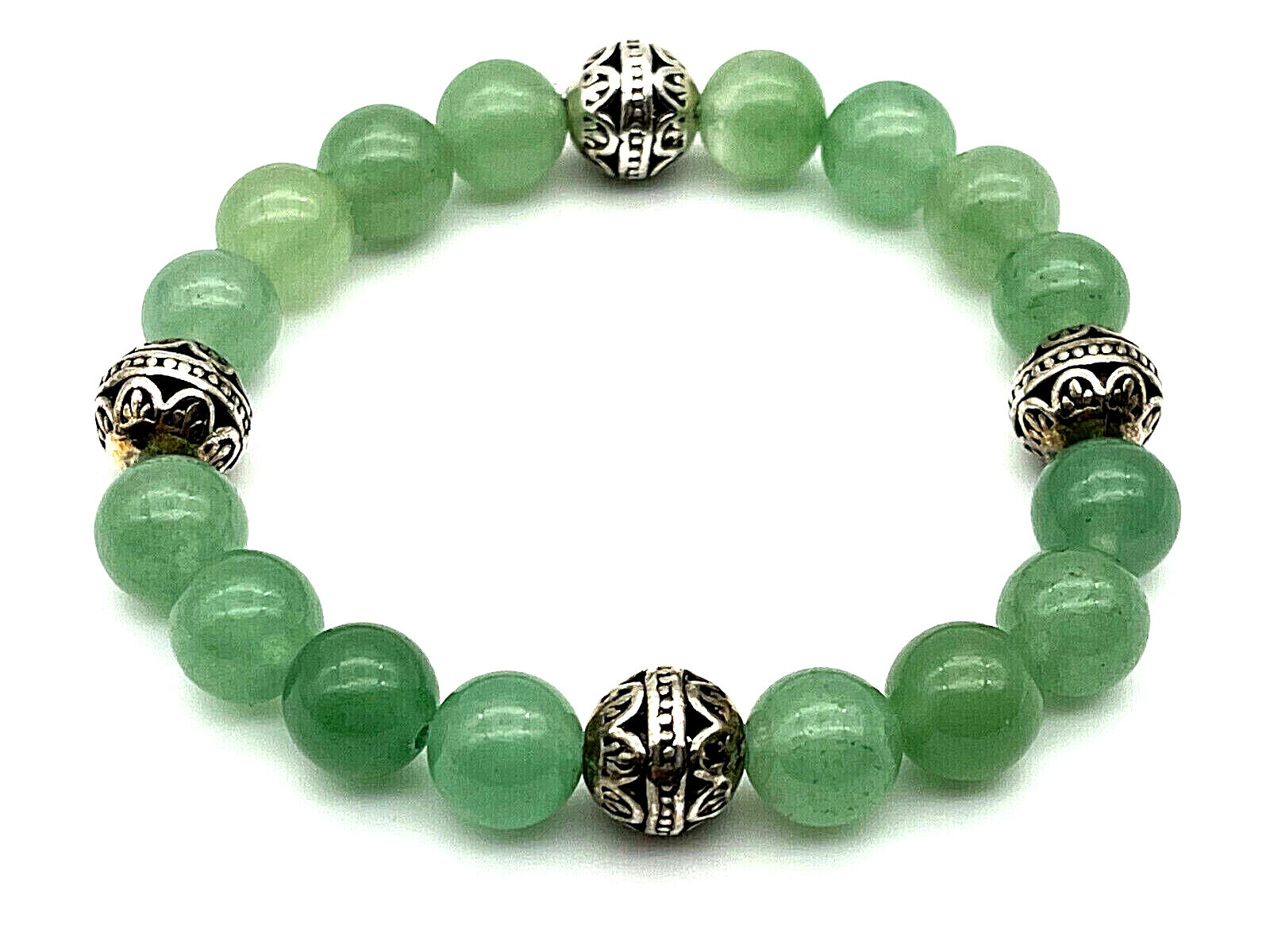 Solid 925 Sterling Silver 10MM Black Crystal Evil Eye Bracelet - 7.5