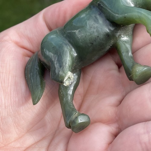 Vintage Dark Green Jade Standing Horse Figurine Figure Sculpture Grazing Chinese - Picture 9 of 19