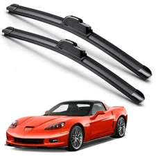 For 2005-2013 Chevy Corvette C6 Windshield Wiper Blades J-HOOK Hybrid Silicone