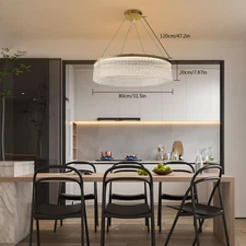 Modern Ceiling Light Dimmable Chandelier Round Glass Gold LED Hanging Light