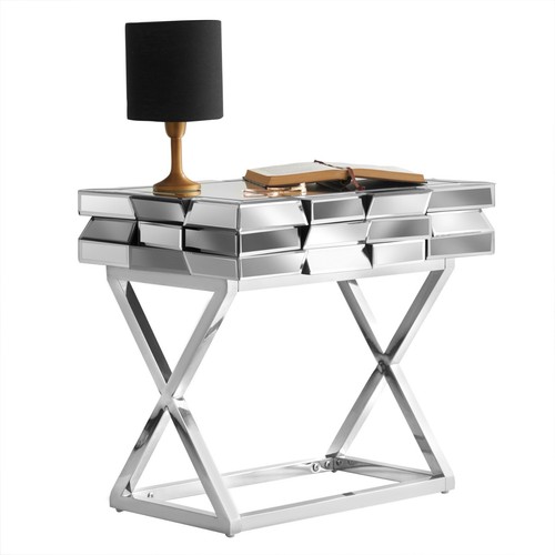 Knightsbridge Mirrored Console Side Table Wall Mirror 3D Glass Bedroom Furniture - Picture 2 of 17