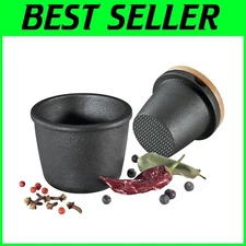 Professional 3-Inch Cast Iron Spice Grinder Set with Ergonomic Beech Lid