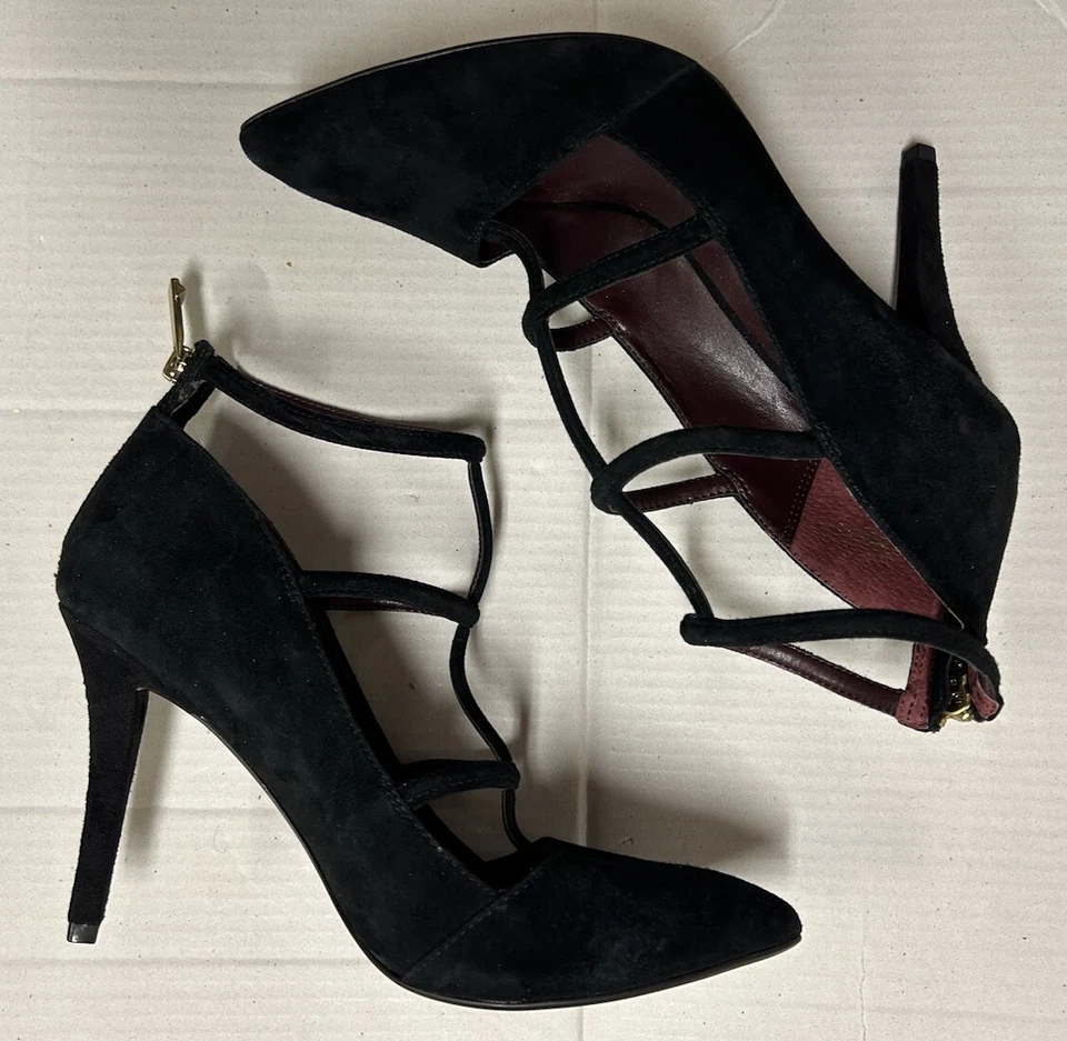 Zapatos de tacón de aguja Report Signature con correa en T EE. UU. 9 1/2 M, de gamuza negra Foto 4 de 4