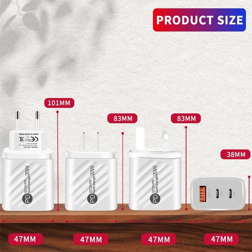 20W 3.0 USB C Charger PD For Iphone 14 13 Pro , R0T4 - Zdjęcie 8 z 16