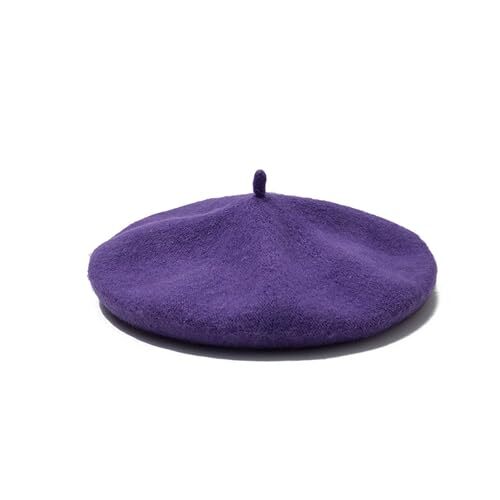 Wool Blend French Beret Hats for Women and Men Solid Color Medium Purple