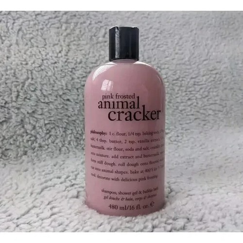Philosophy PINK FROSTED ANIMAL CRACKER Shampoo Shower Gel Bubble Bath 16 oz NEW