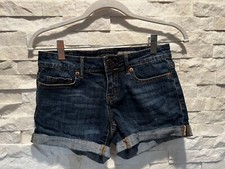 EUC Women's AEROPOSTALE Midi Denim Jean Shorts Rolled Hem Medium Rinse Size 0