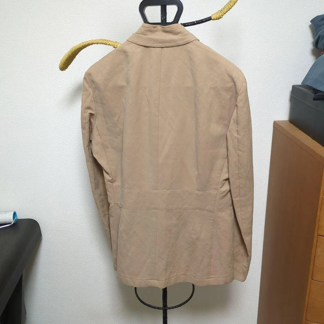 Giacca Bottega Veneta beige senza colletto tasca misto cotone macchia taglia 50 usata
