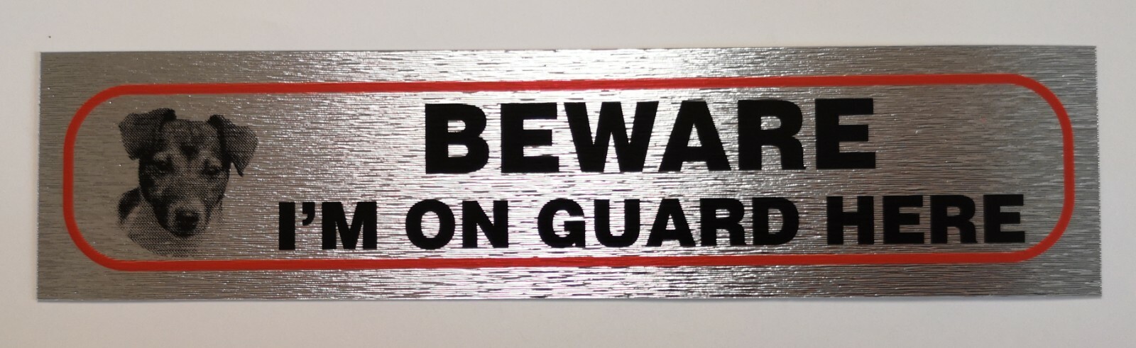 Pet Dog Warning Self Adhesive 'Beware On Guard' Information Sign Durable Quality