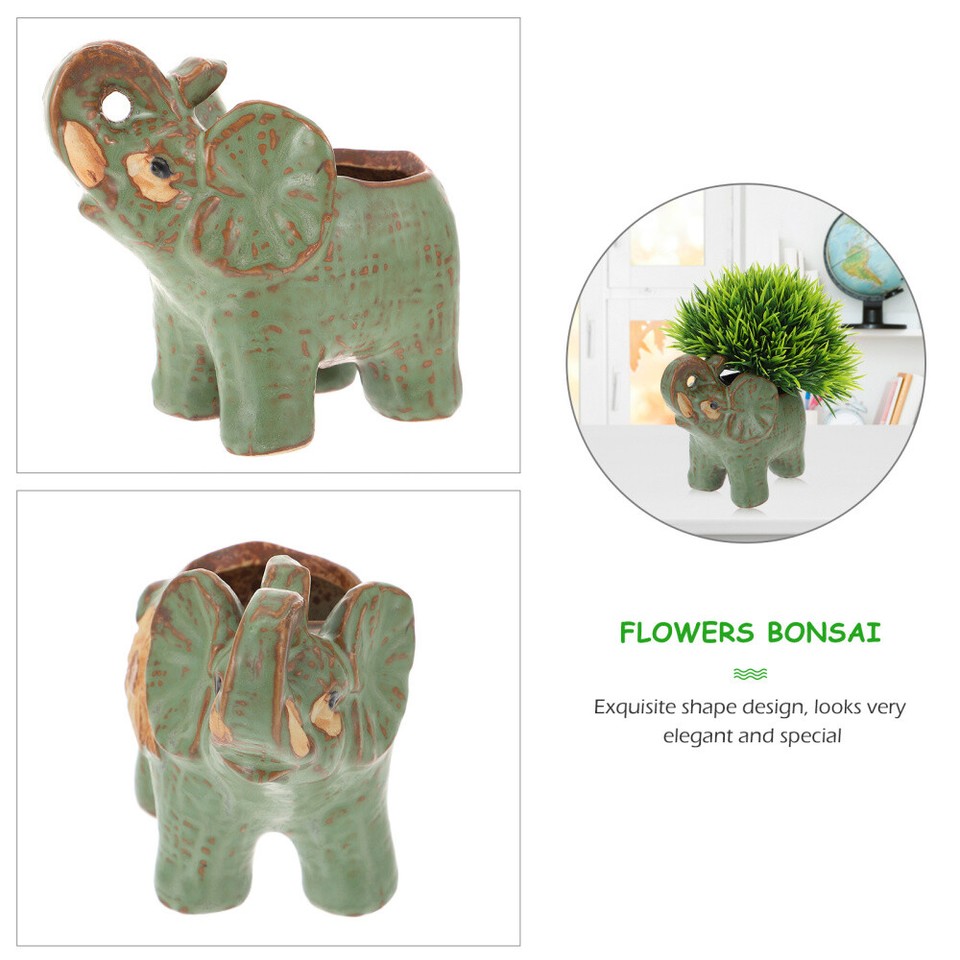 Ceramic Elephant Flower Pot Planter Artificial Plants Indoor eBay