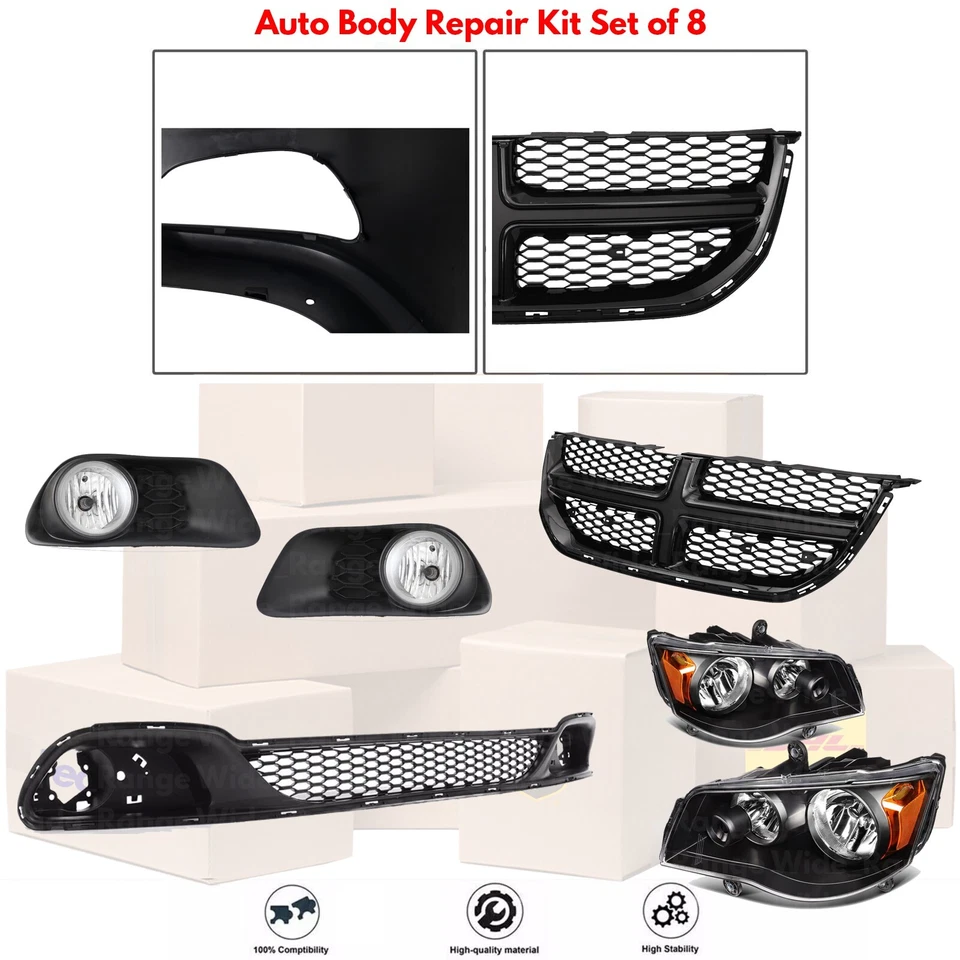 Front Grille Assembly & Head Light Pair For 2011-2020 Dodge Grand Caravan Foto 2 de 4
