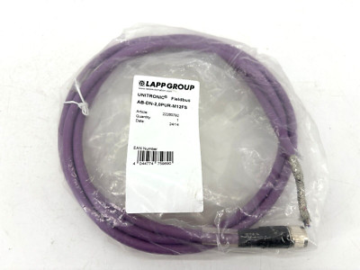 New Lapp Group AB-DN-2,0PUR-M12FS Pre-Assembled Bus Cable 2m Length