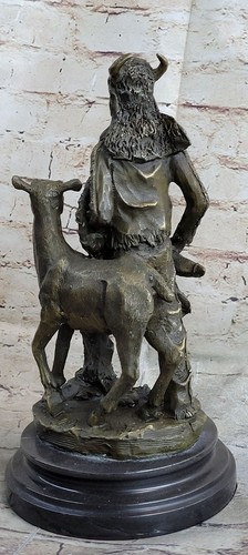 Native American Indian Shaman w/ Deer Bronze Statue Sculpture Figure 12" x 6.5" - Picture 5 of 10