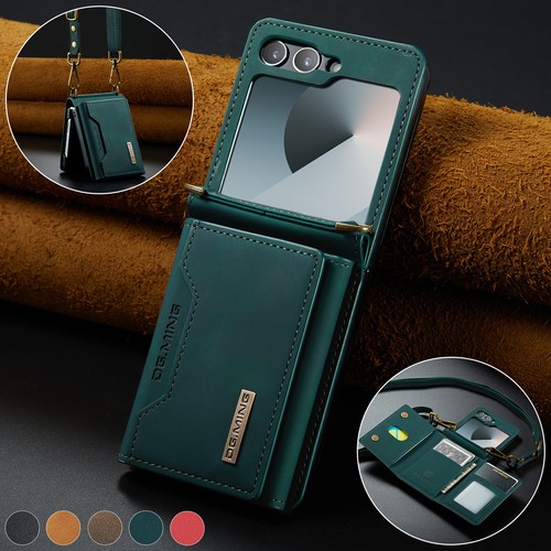 For Samsung Galaxy Z Flip6/5/4/3 Detachable Card Wallet Stand Crossbody Case - Picture 1 of 18