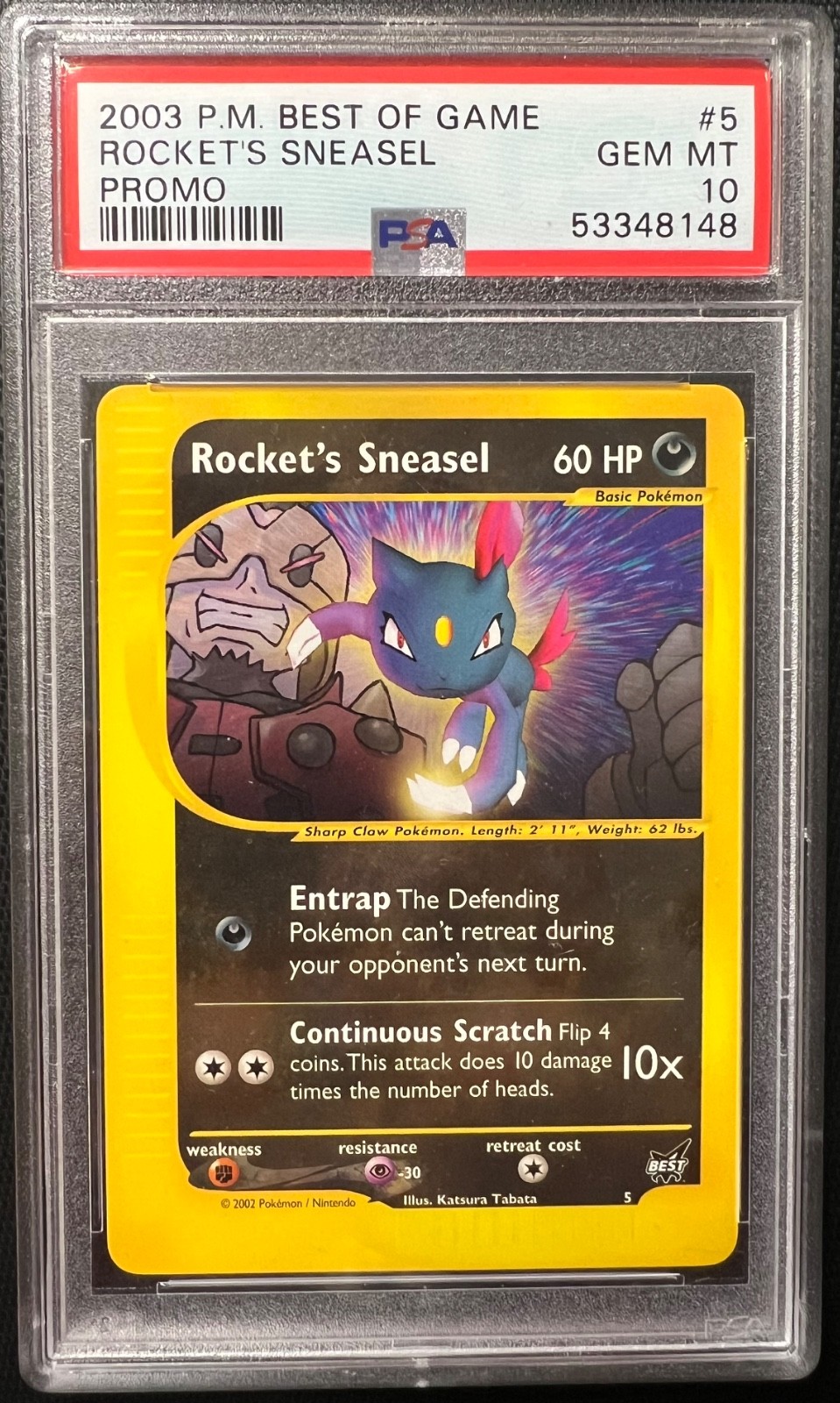 2003 Pokemon Rocket's Sneasel Best of Game 5/9 Promo PSA 10