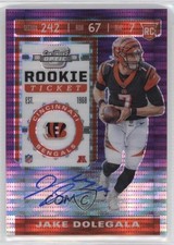 2019 Panini Contenders Optic FOTL Purple Pulsar Prizm /21 Jake Dolegala Auto nd3