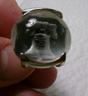 Vtg Cuff Links Liberty Bell Reverse Intaglio Prong Set Silver tone — photo 5