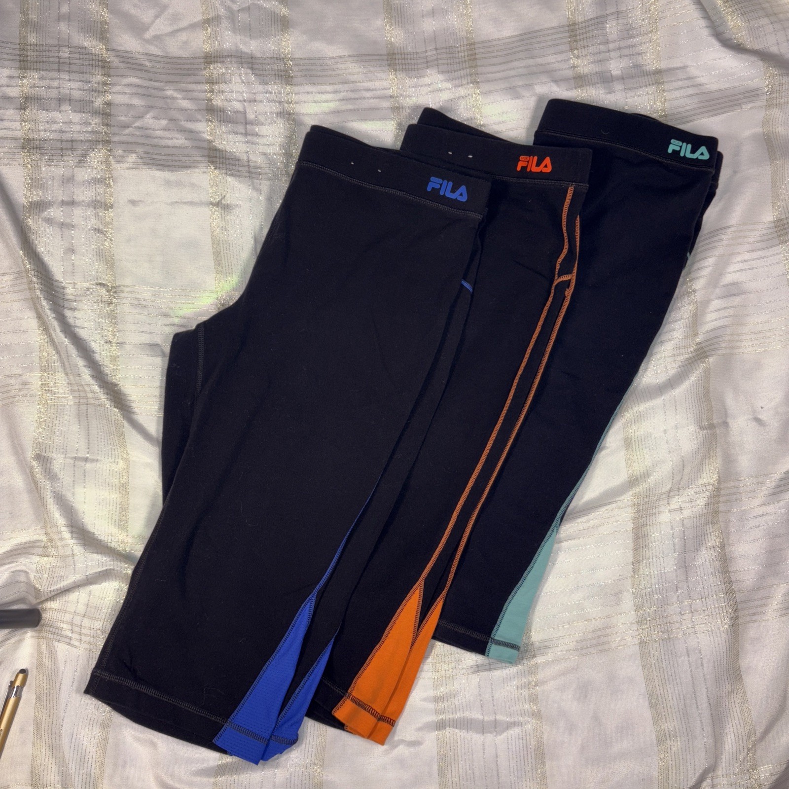 (3) Leggings Yoga Attivi Fila Sport Live In Motion Nero Lunghezza Capri Tg XL