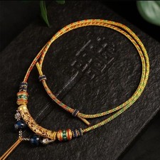 Tibetan Handmade Braided Cotton Necklace Cord Six Word Mantra Pendant Unisex