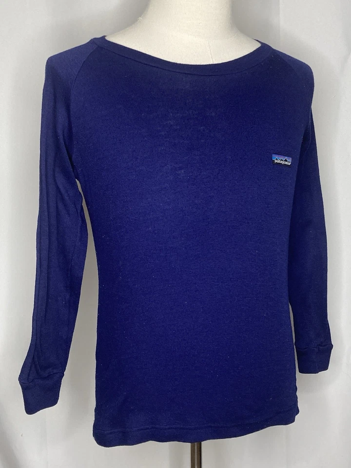 Camisa Patagonia Manga Larga Capa Térmica Para Hombres Pequeña Pullover Azul Cuello Alto De Colección Foto 4 de 4