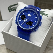 NEW  Lacoste LC33 Analog  Digital Blue Silicone Strap Men Watch 45mm 2011429