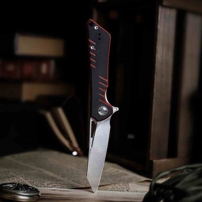 TVTY25RBG14 Trivisa Monoceros Folding Knife 14C28N Steel Blade Red & Black G10 H
