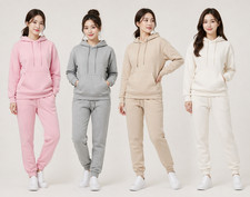 Womens Ladies Tracksuit Fleece Lounge wear Sweater Trouser Co-Ord Set S-XL