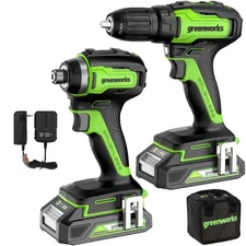 Brushless Drill Impact Driver Combo Tool Kit 2 Tools & 2 Batteries w/Bag 24V NEW