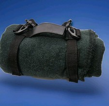 Wool 'Faribault Woolen Mill' Blanket / Throw w/ Carry strap Army Green 44x60 in